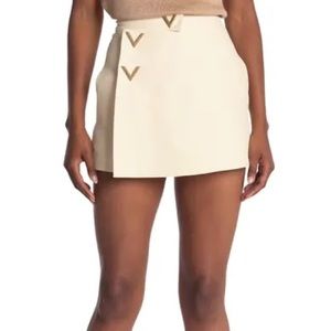 Valentino Wool Silk Blend Crepe Short Skirt